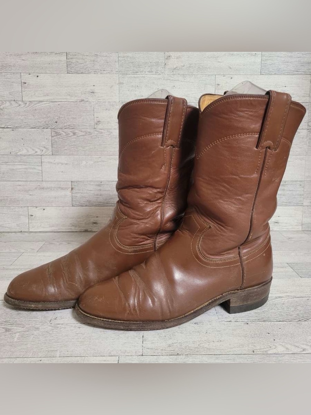 Women’s Justin Brown Leather Rodeo Roper Western Cowboy Boots Size 6.5